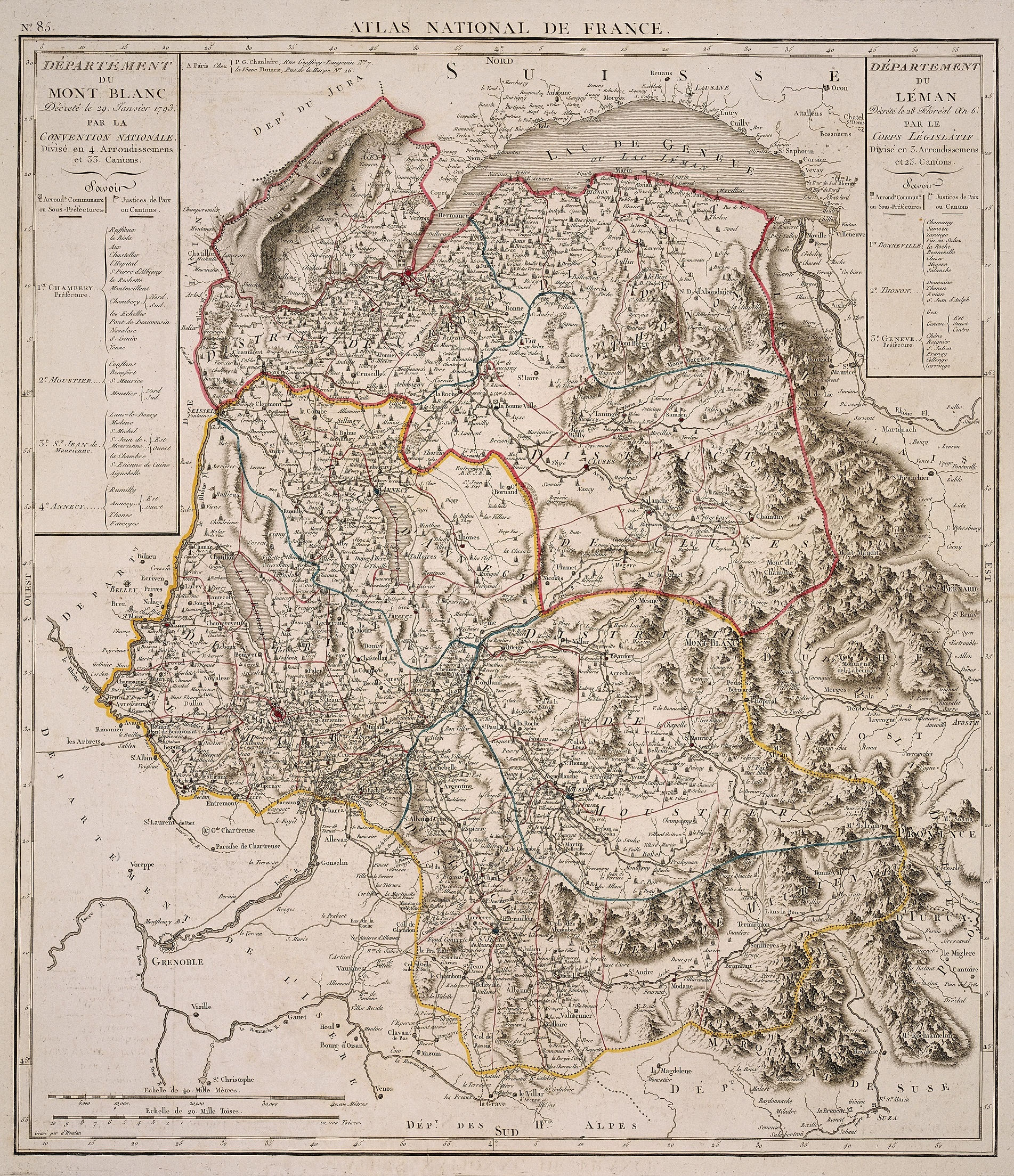 Carte Mont-Blanc Léman 1793