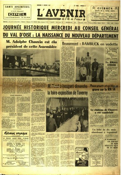 L'Avenir du 11 octobre 1967, Archives départementales du Val d'Oise ©