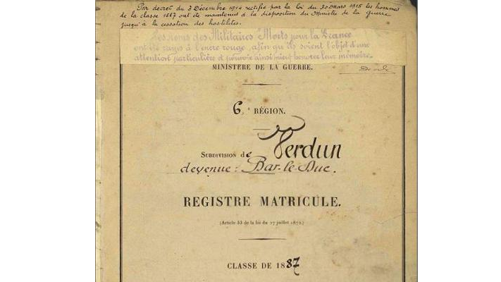 Registre matricule du bureau de Verdun, classe 1887