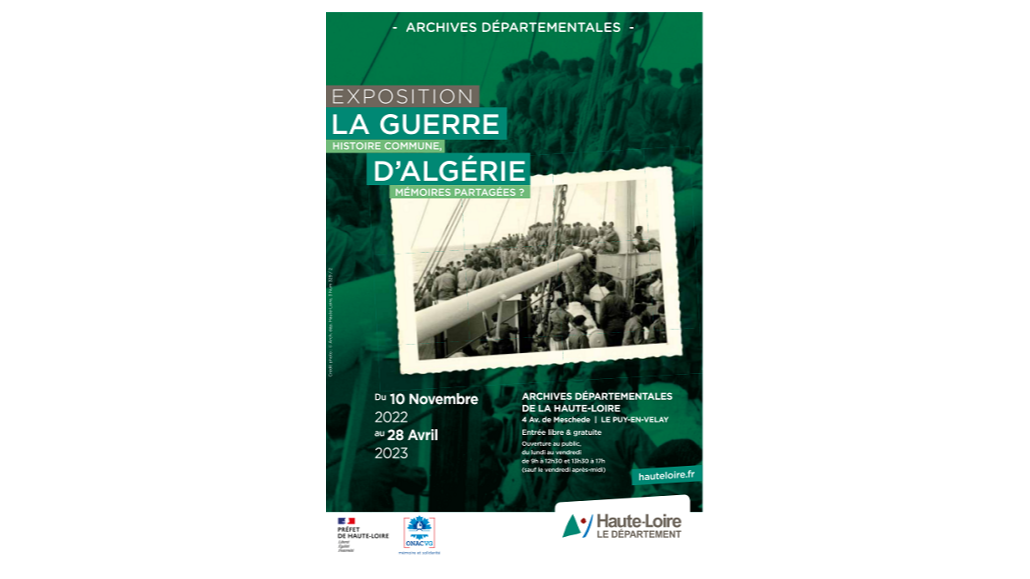 "La guerre d’Algérie. Histoire commune, mémoires partagées ?", une nouvelle exposition aux Archives de la Haute-Loire