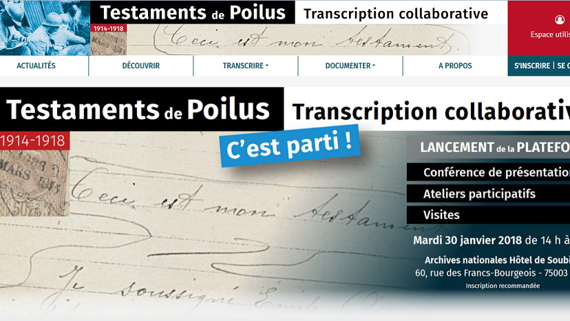 Lancement de la plateforme collaborative « Testaments de Poilus »