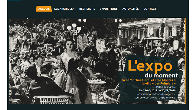 Capture d'écran de la première page du site des Archives de Nice Côte d'Azur
