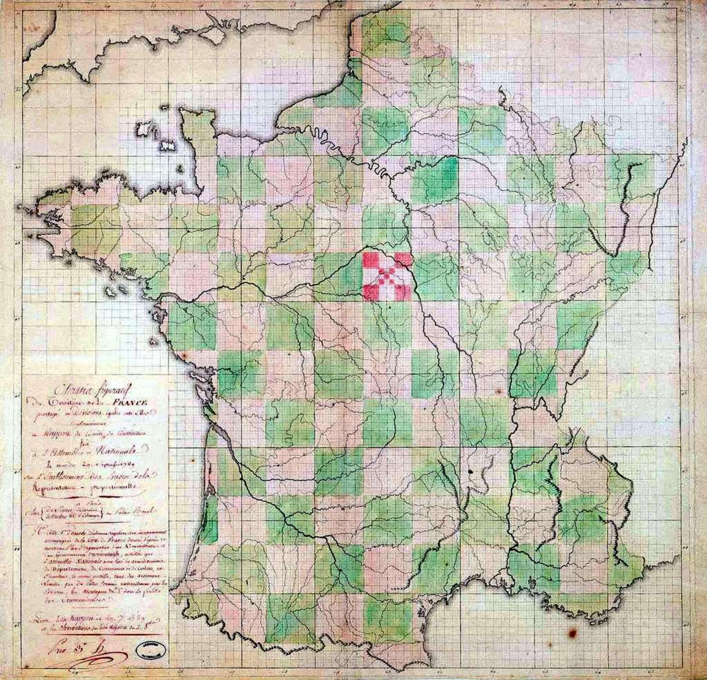Châssis figuratif du territoire de la France partagé en divisions égales entre elles conformément au rapport du Comité de Constitution fait à l'Assemblée Nationale, le 29 septembre 1789