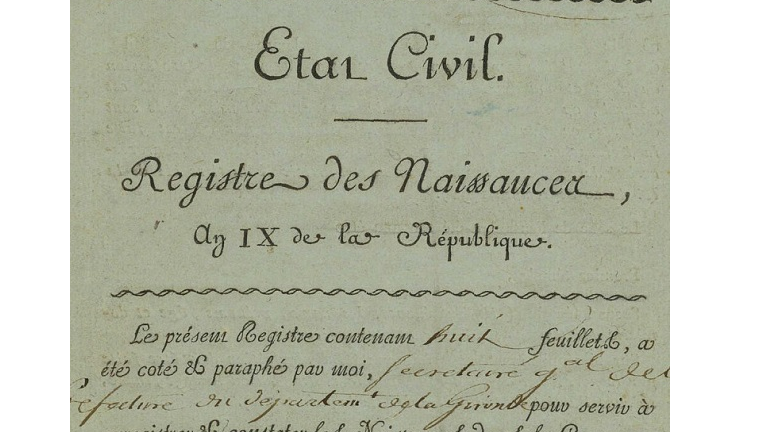 Page d'un registre d'état civil numérisé