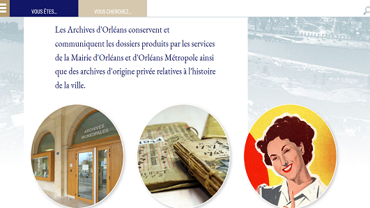 Page d'accueil du site web des Archives d'Orléans